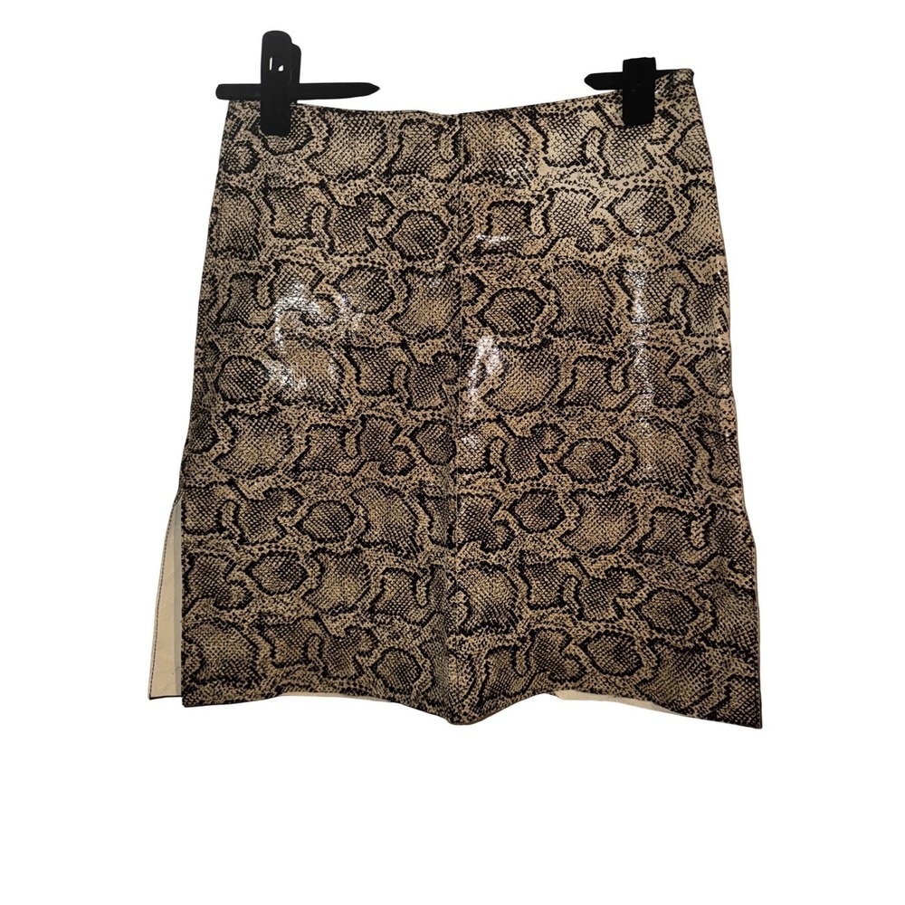 Vtg Y2K Bebe Womens Sz 2 XS Leather Snakeskin Print Mini Skirt FLAW
